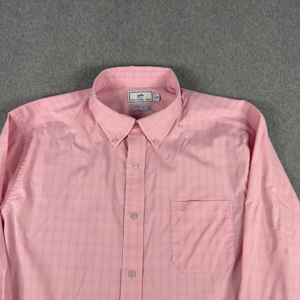 Southern Tide Intercoastal Shirt Men's XL Pink Gingham Button Down Long Sleeve